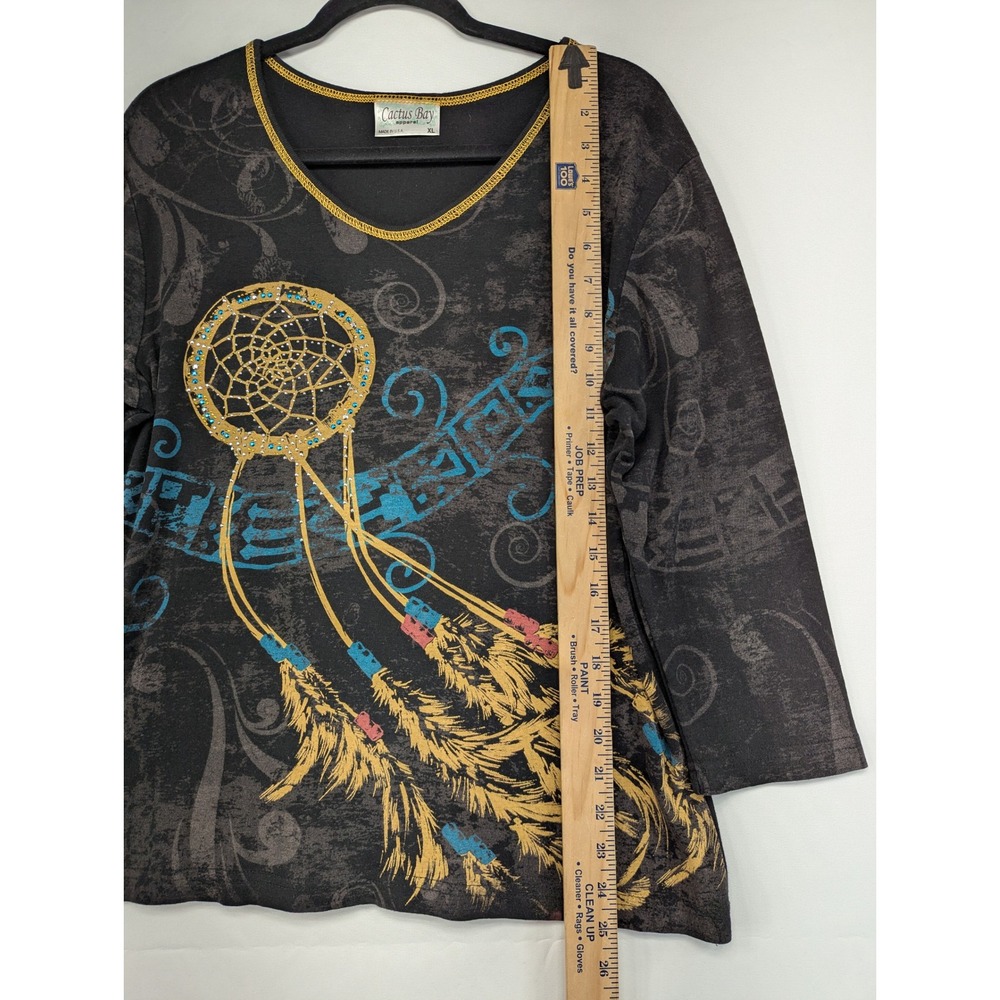 Cactus Bay Apparel Womens Long Sleeve‎ Dreamcatcher Graphic T Shirt XL Black - Picture 4 of 9